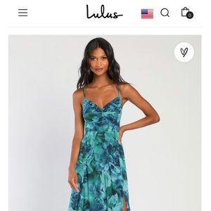 Beautiful Soul Teal Green Floral Print Twist-Front Maxi Dress
